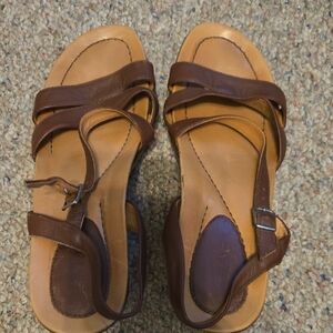Dansko Tan and Brown Leather Sandals